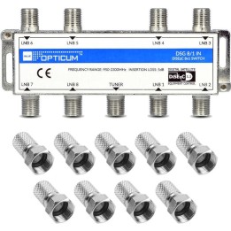 Opticum DSG 8/1 IN Commutateur DiSEqC 8/1 + 9 Fiches F