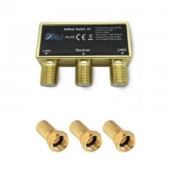 Arli Commutateur DiSEqC 2/1 + 3 Fiches F Or