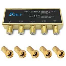 Arli Commutateur DiSEqC 4/1 + 5 Fiches F Or
