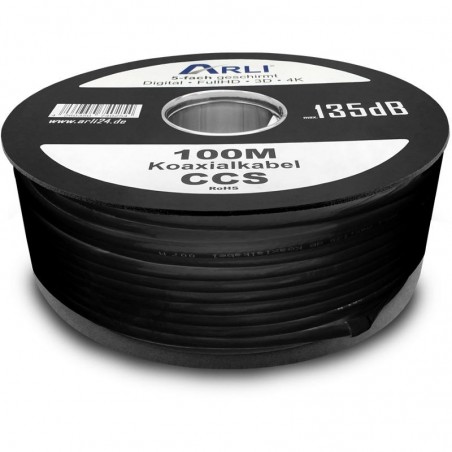 100 m Câble Coaxial 135 dB Noir
