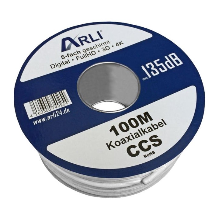 100 m Câble Coaxial 135 dB Blanc