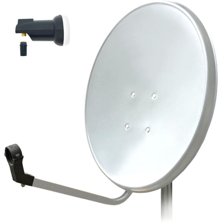 Parabole Acier 60 cm Gris Clair & Tête LNB Single
