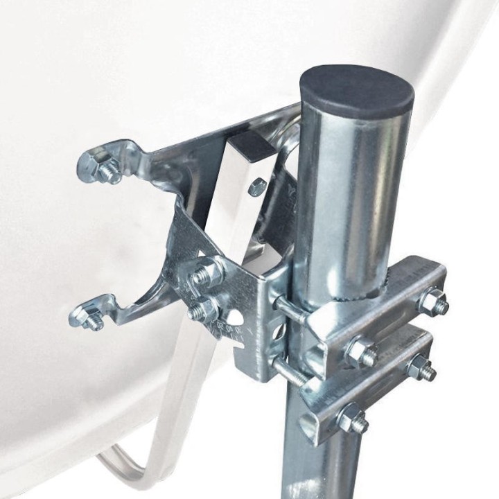 Parabole Acier 60 cm Gris Clair & Tête LNB Single