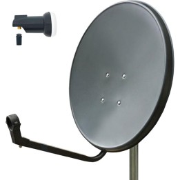 Parabole Acier 60 cm Anthracite & Tête LNB Single