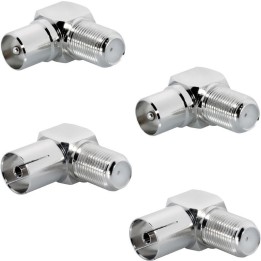 4 Raccords Coudés 2x TV Mâle / F-Femelle & 2x TV Femelle / F-Femelle
